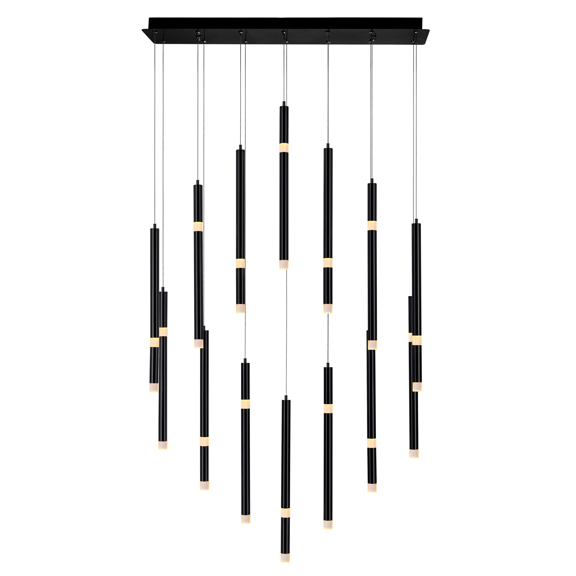 Flute Chandeliers 14 Light Integrated LED Black