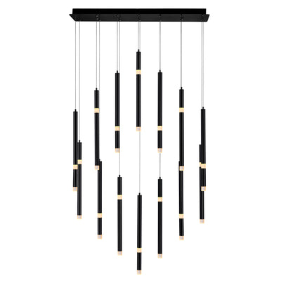 Flute Chandeliers 14 Light Integrated LED Black