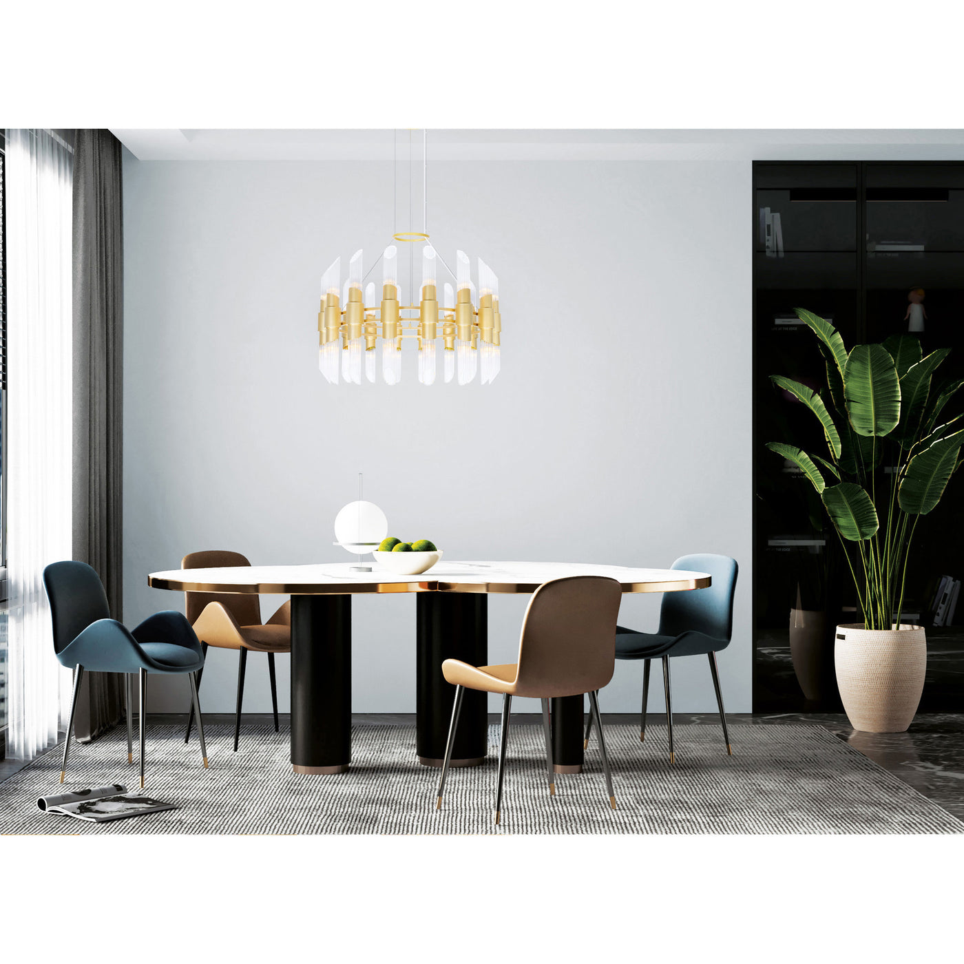 Croissant 32 Light Gold Chandelier Satin Gold Finish