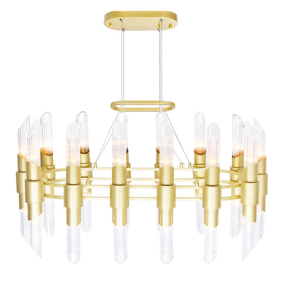 Croissant 28 Light Gold Chandelier With Satin Gold Finish