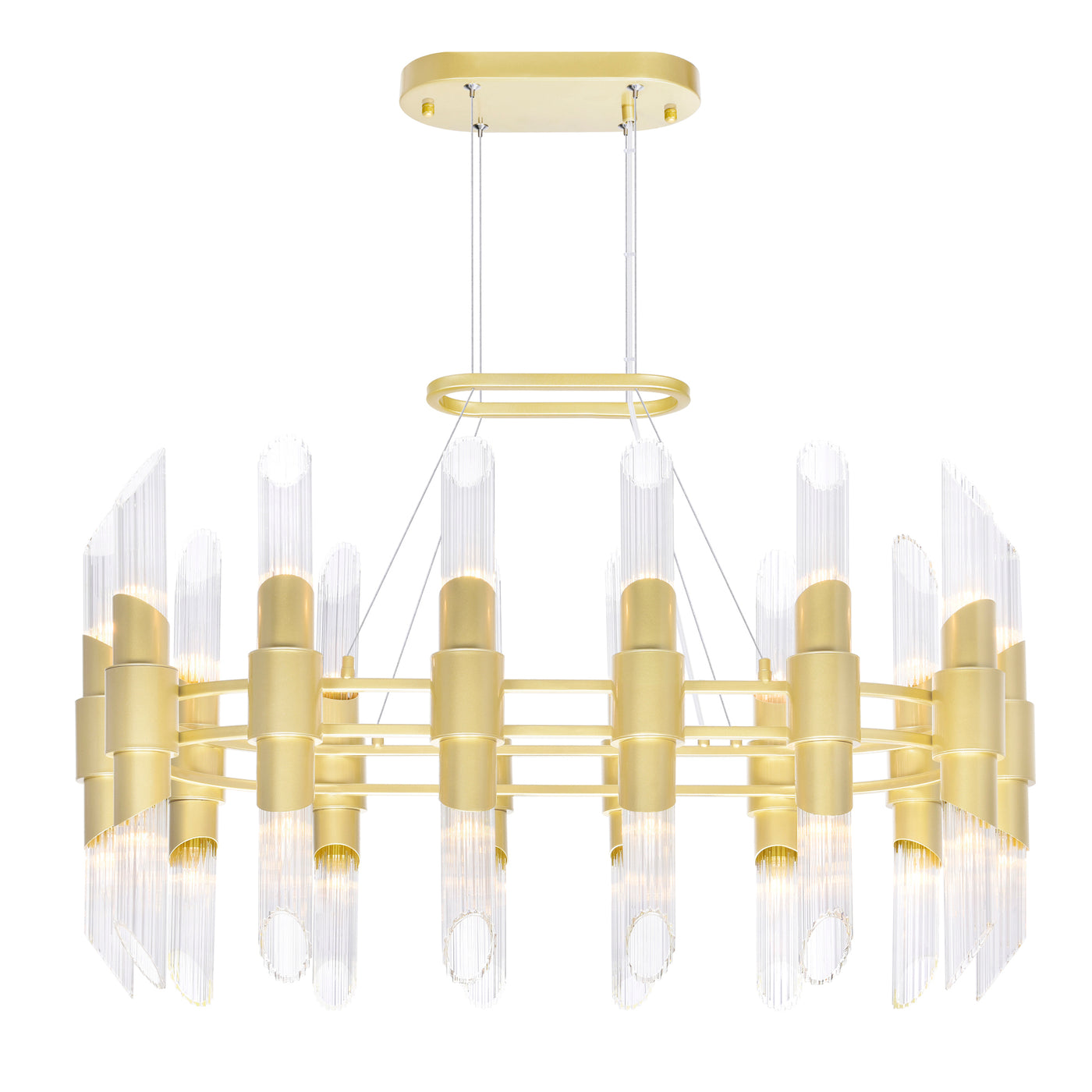 Croissant 28 Light Gold Chandelier With Satin Gold Finish