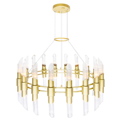 Croissant 36 Light Gold Chandelier in Satin Gold Finish