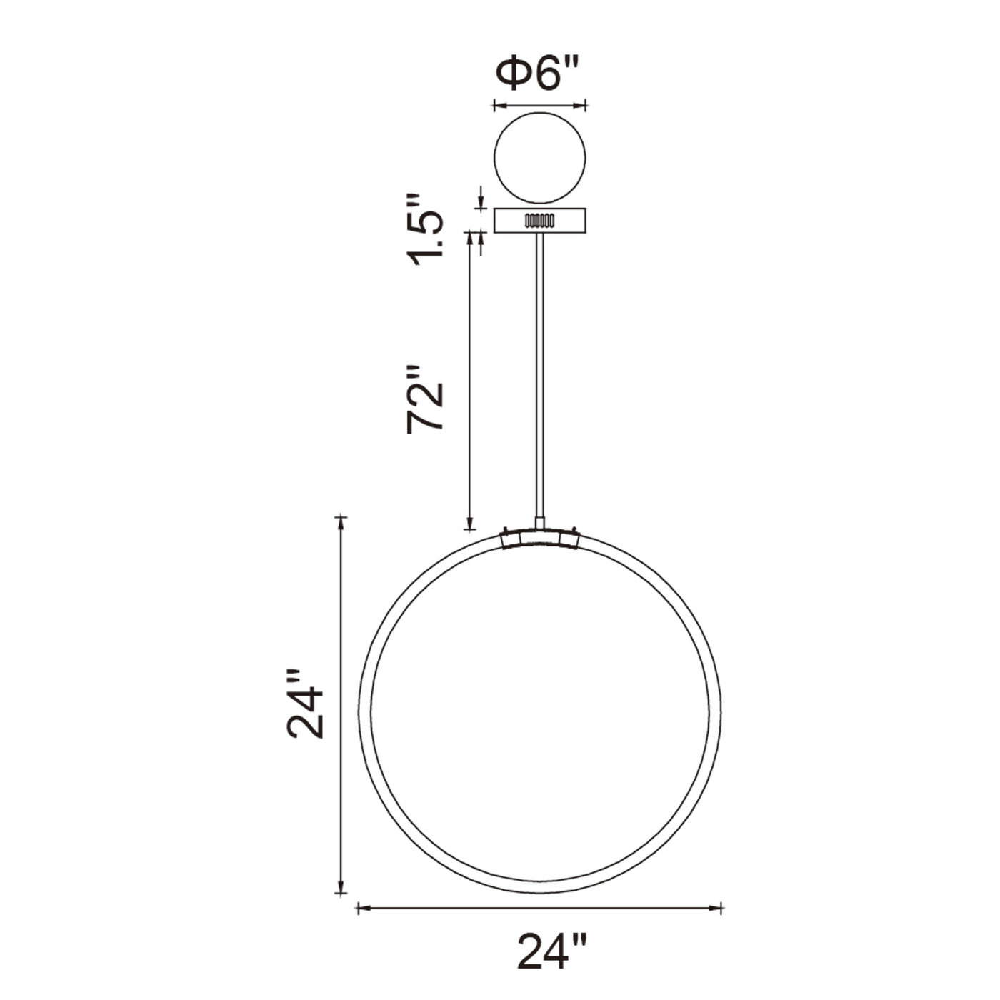 Hoops Chandeliers 24in Black LED