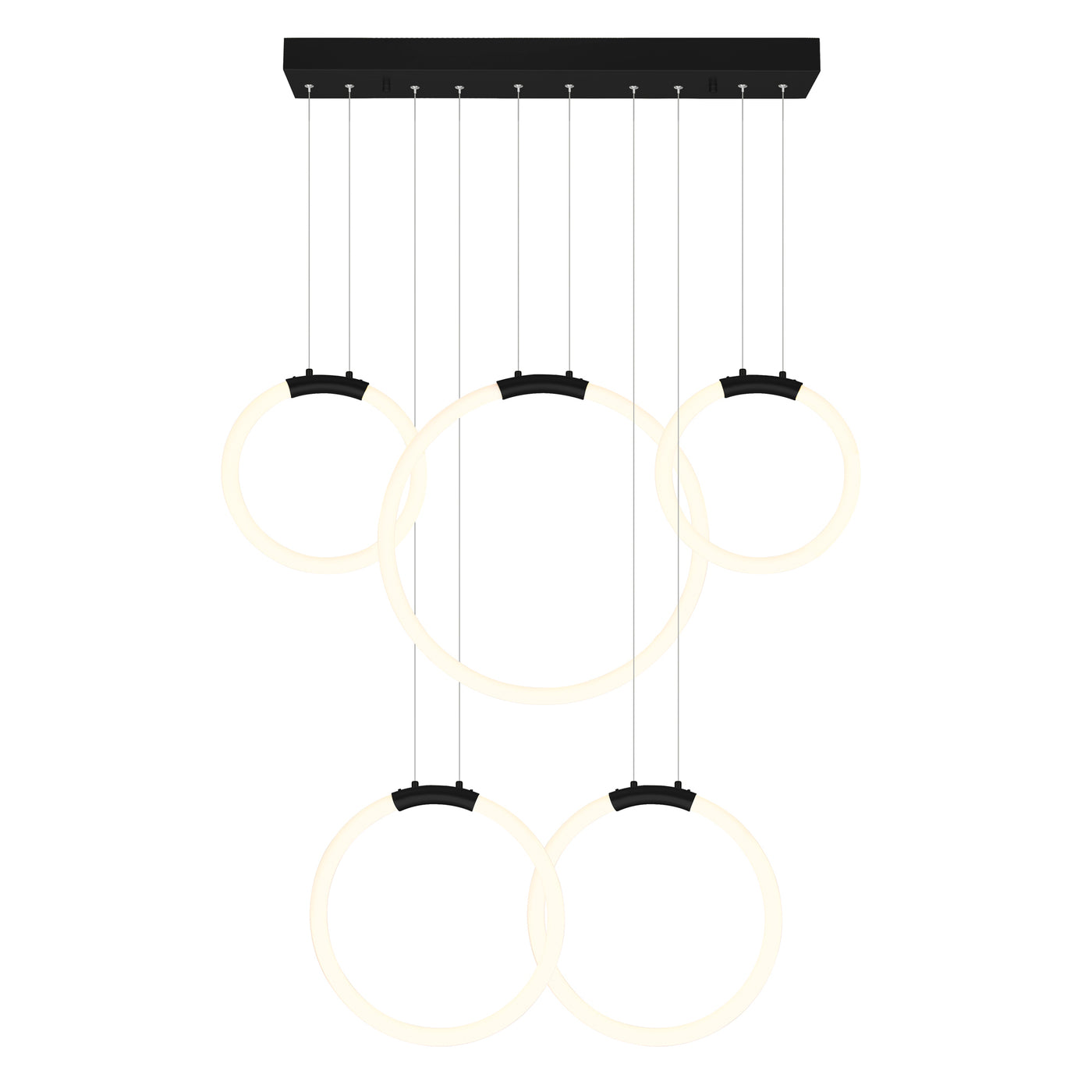 Hoops Chandeliers Black 5 Light LED Rings