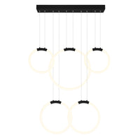 Hoops Chandeliers Black 5 Light LED Rings