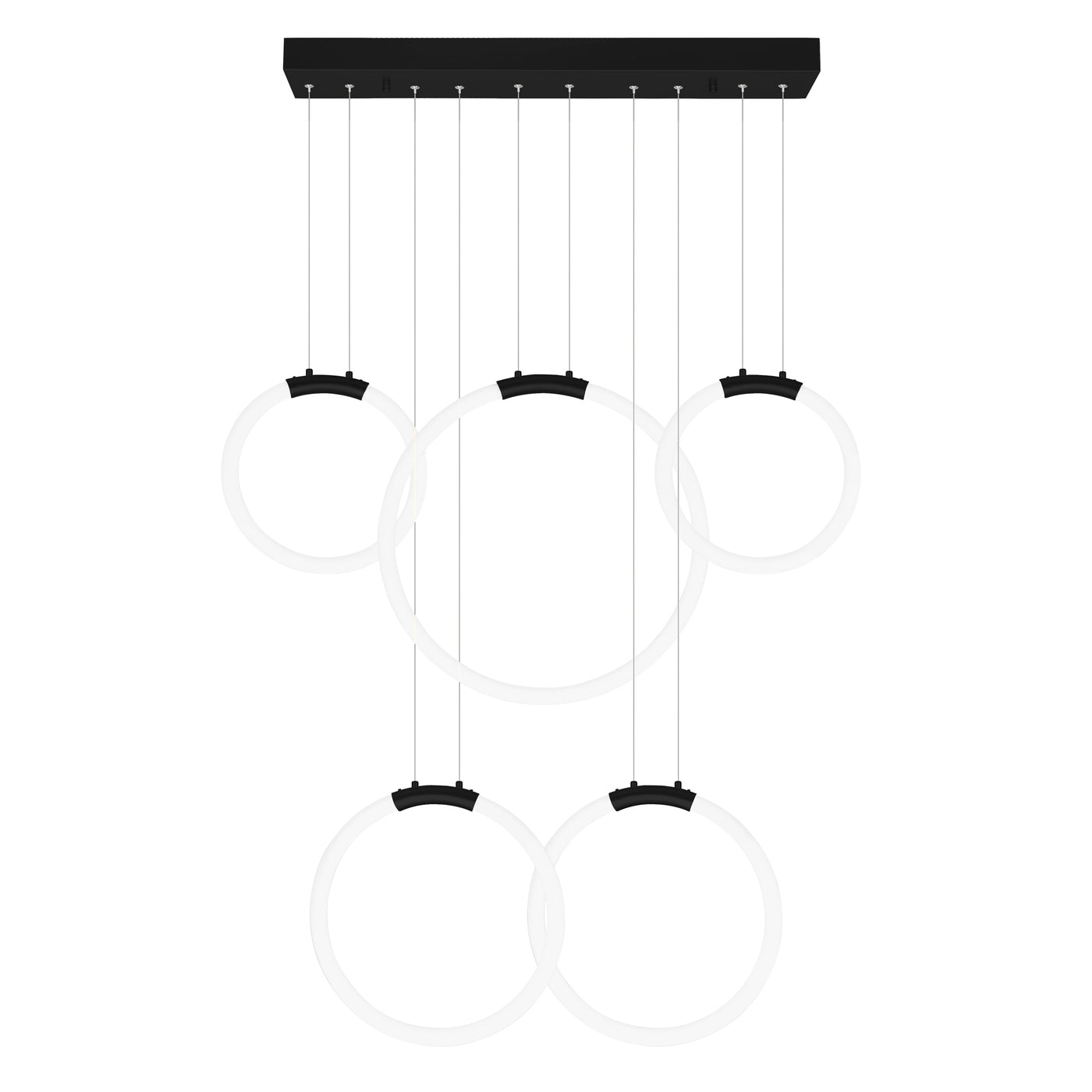 Hoops Chandeliers Black 5 Light LED Rings