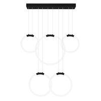 Hoops Chandeliers Black 5 Light LED Rings