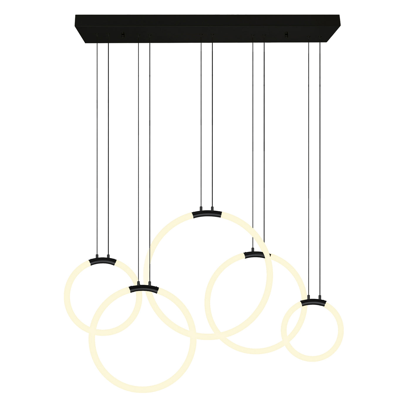 Hoops Chandeliers Black 5 Light LED Rings
