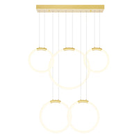 Hoops Chandeliers Satin Gold 5 Lights