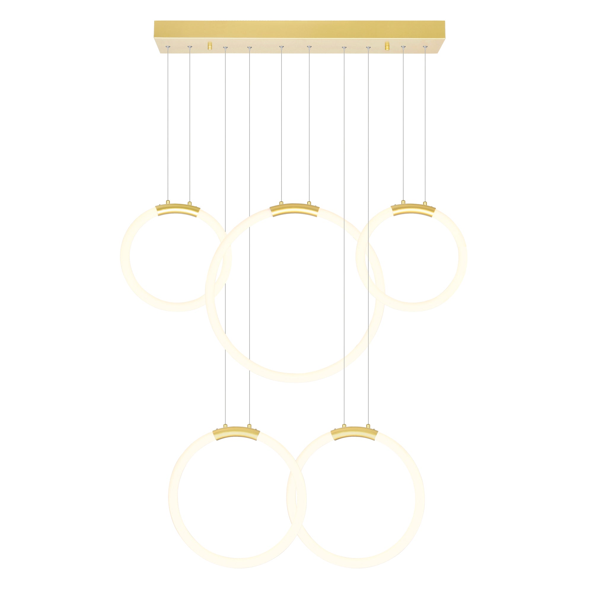 Hoops Chandeliers Satin Gold 5 Lights
