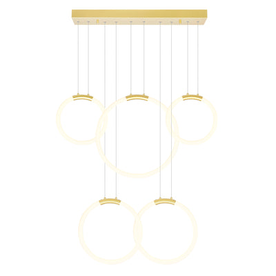 Hoops Chandeliers Satin Gold 5 Lights