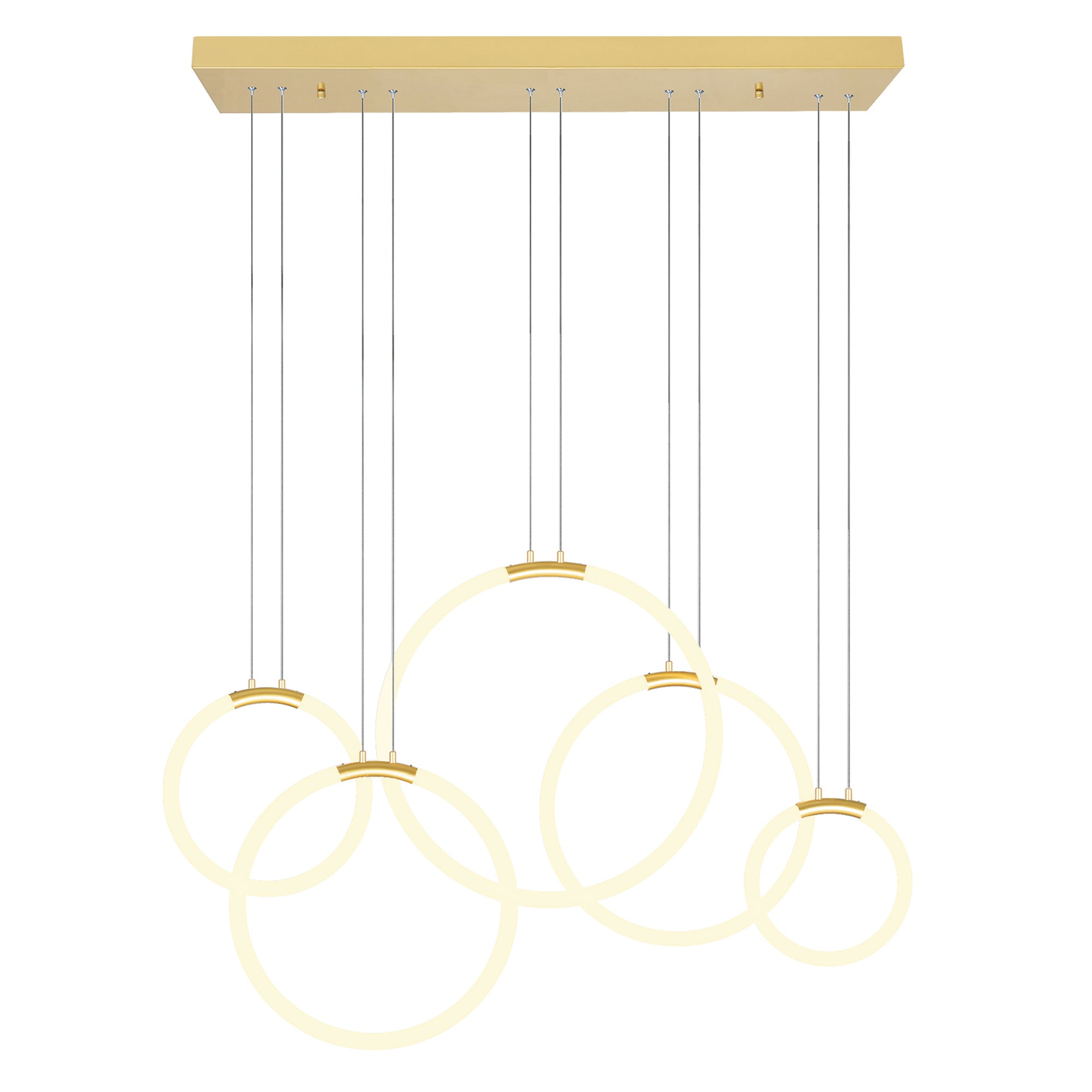 Hoops Chandeliers Satin Gold 5 Lights