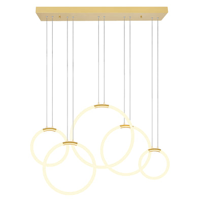 Hoops Chandeliers Satin Gold 5 Lights