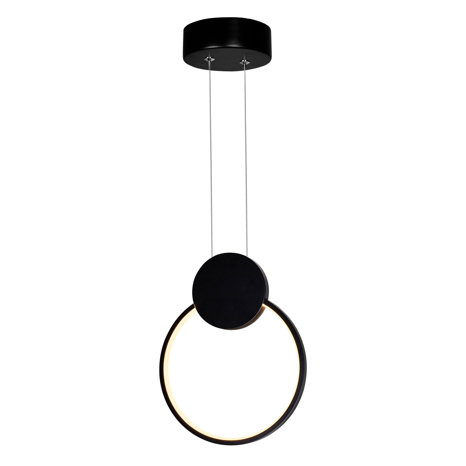 Pulley 8in Black Mini Pendant Integrated LED