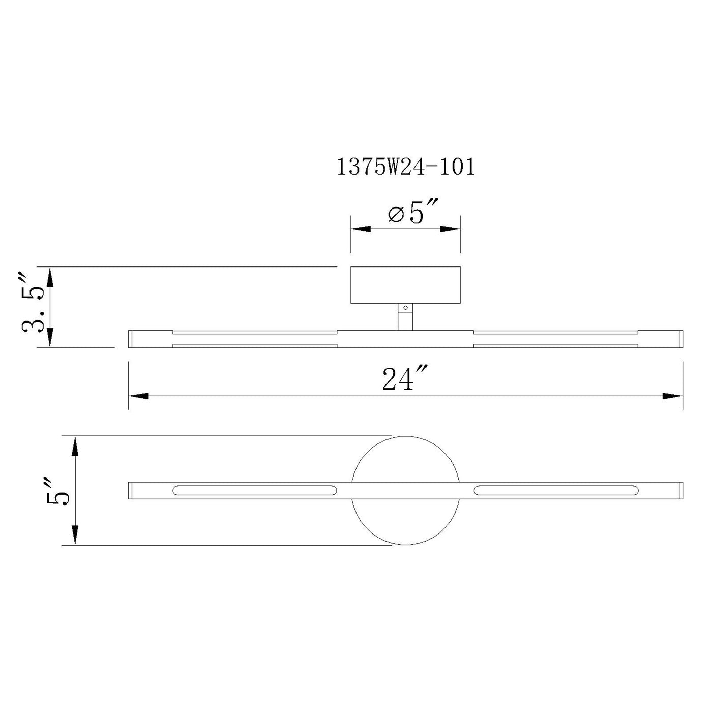 Oskil Vanity Lights Integrated Black 24in