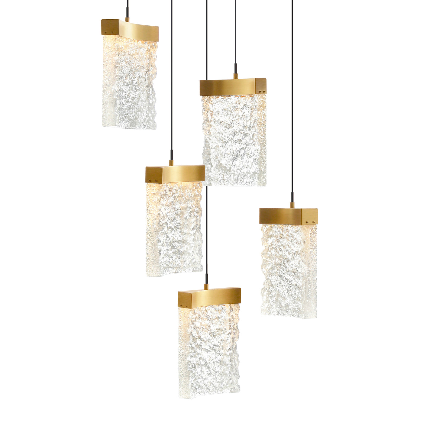 Lava Pendants Integrated LED Brass Glass