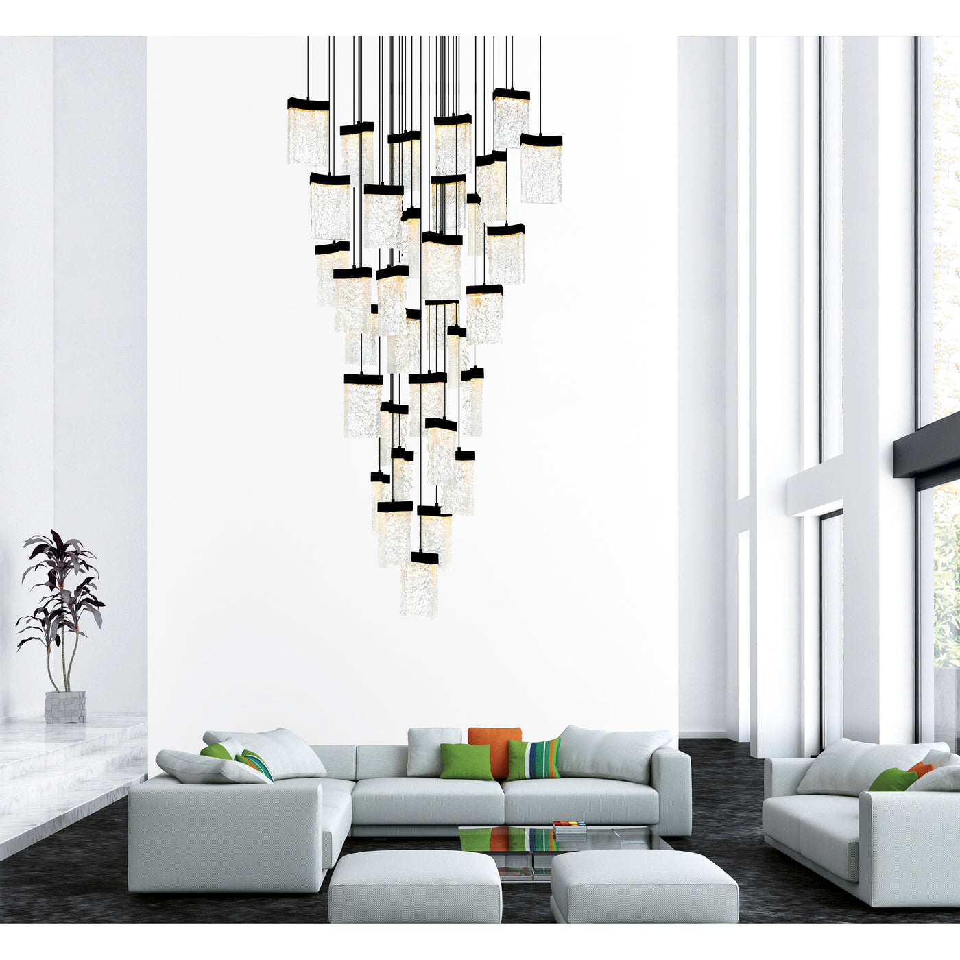 Lava Chandeliers Integrated LED Black Glass