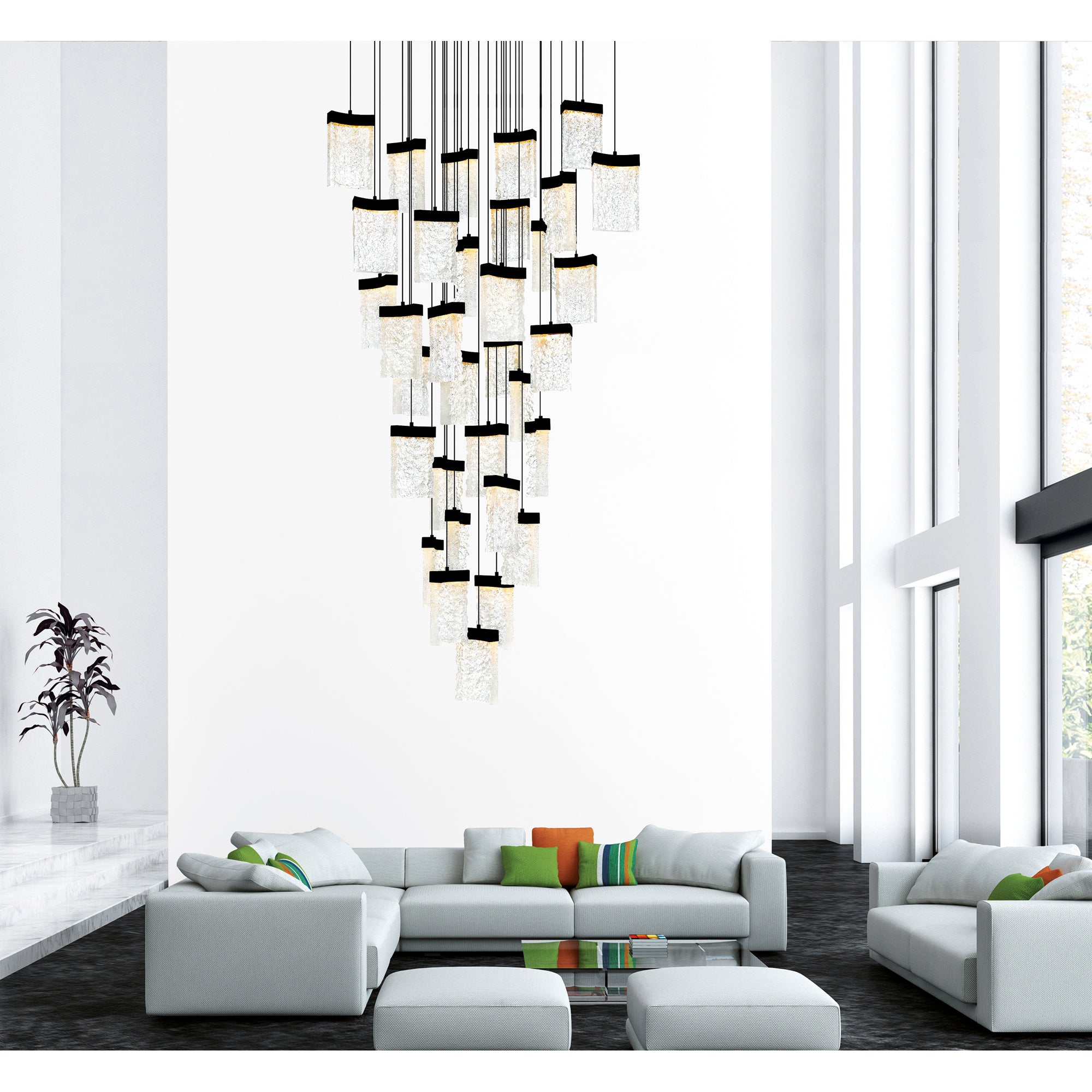 Lava Chandeliers Integrated LED Black Glass