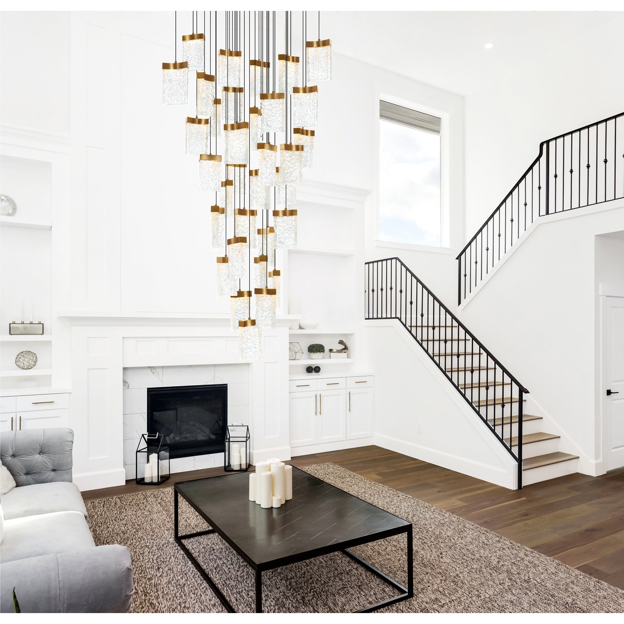 Lava Chandeliers Brass Integrated LED 36in