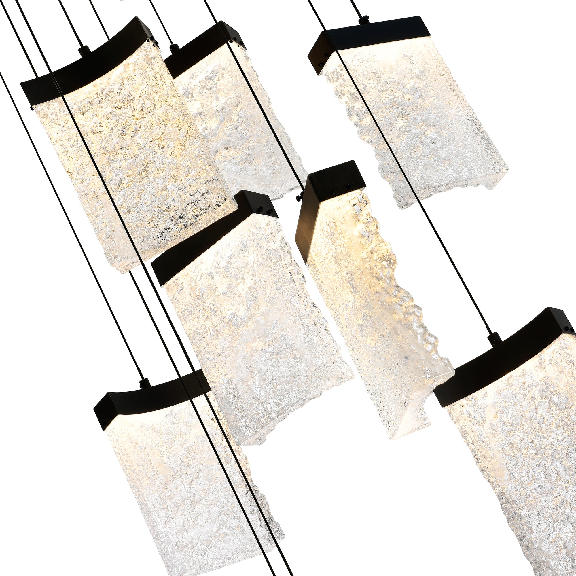 Lava Chandeliers 48in Black Glass LED