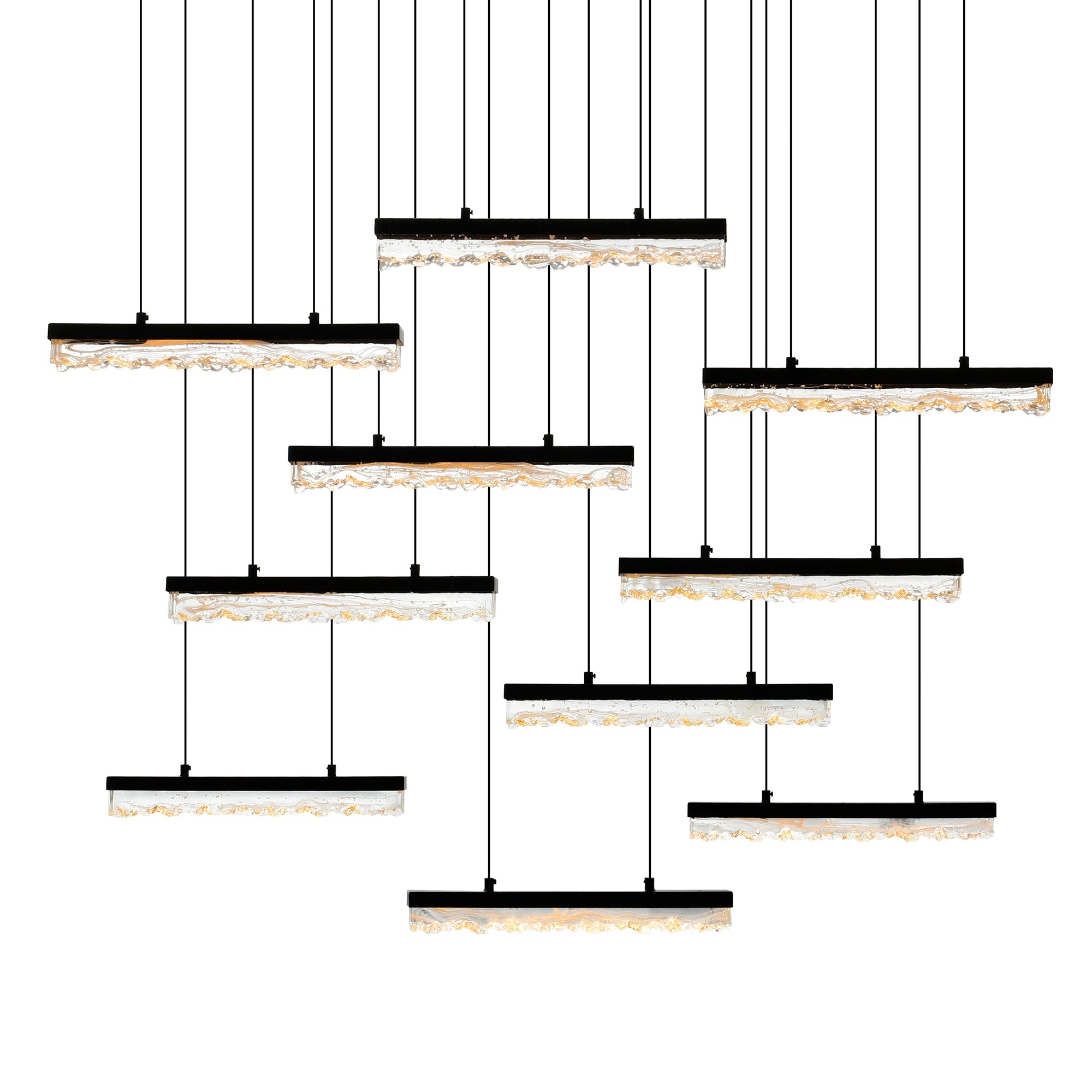 Stagger Chandeliers LED 48 Black Finish