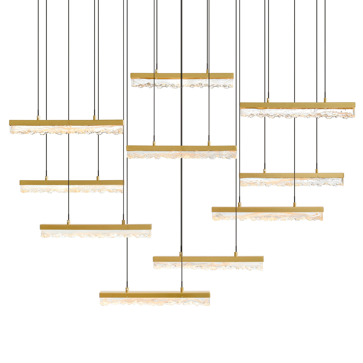 Stagger Chandeliers Brass Integrated LED 48in