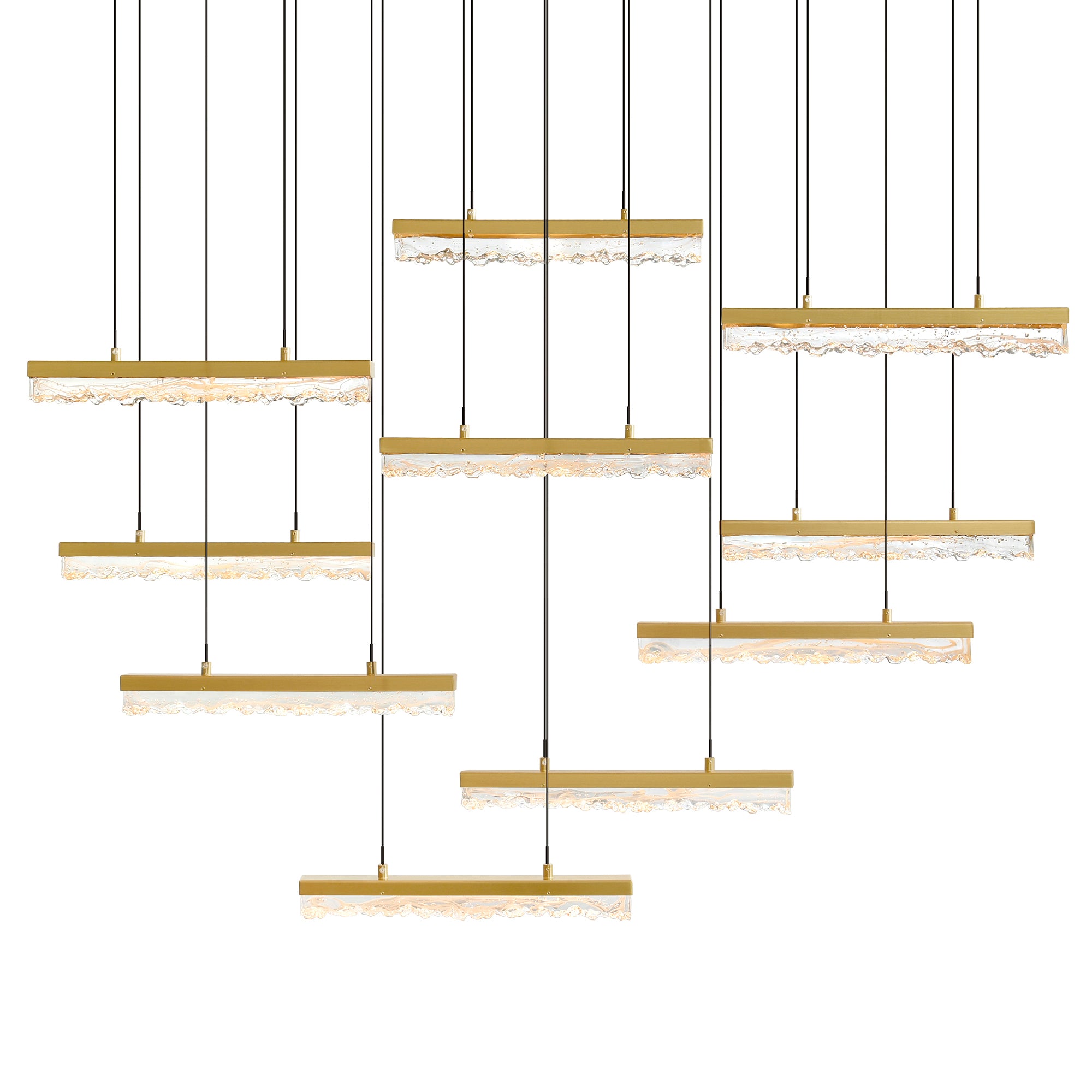 Stagger Chandeliers Brass Integrated LED 48in