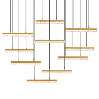 Stagger Chandeliers Brass Integrated LED 48in