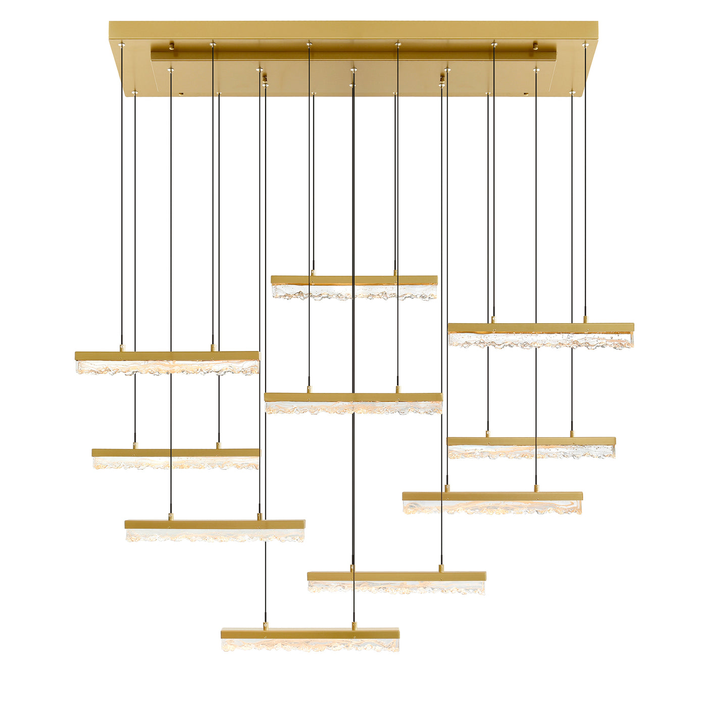 Stagger Chandeliers Brass Integrated LED 48in