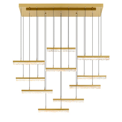 Stagger Chandeliers Brass Integrated LED 48in