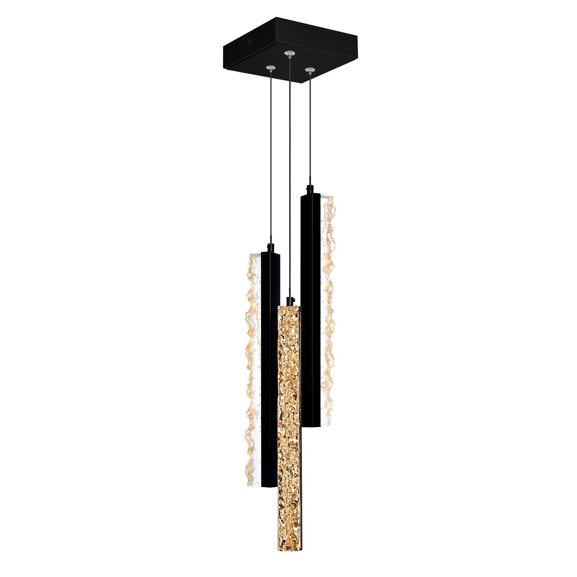 Stagger Pendants Black 6in LED Glass