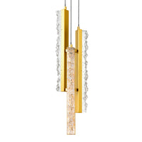 Stagger Pendants Brass LED 6in Handcrafted