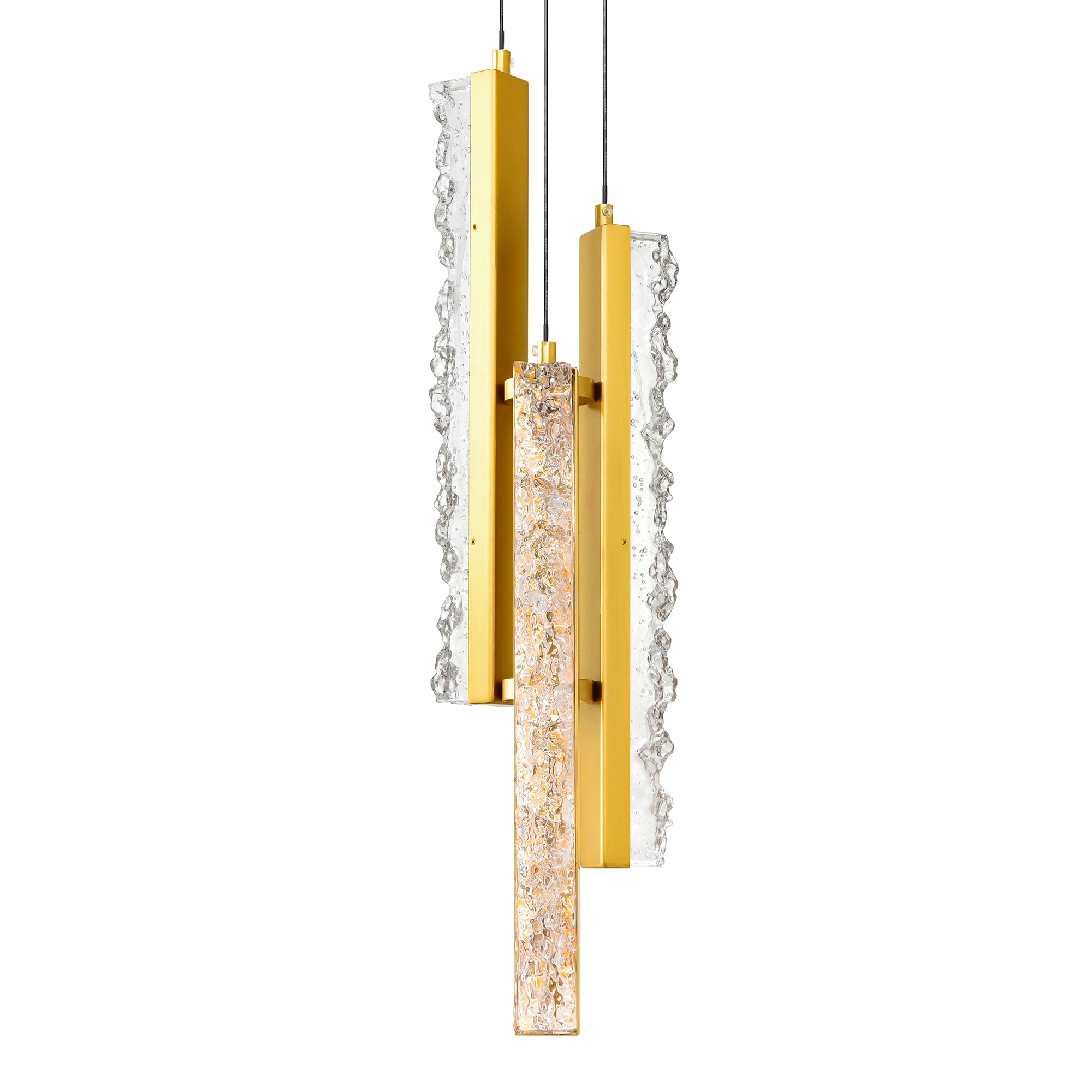 Stagger Pendants Brass LED 6in Handcrafted