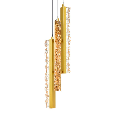 Stagger Pendants Brass LED 6in Handcrafted