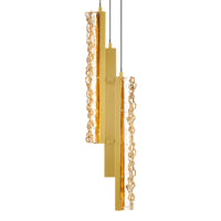 Stagger Pendants Brass LED 6in Handcrafted