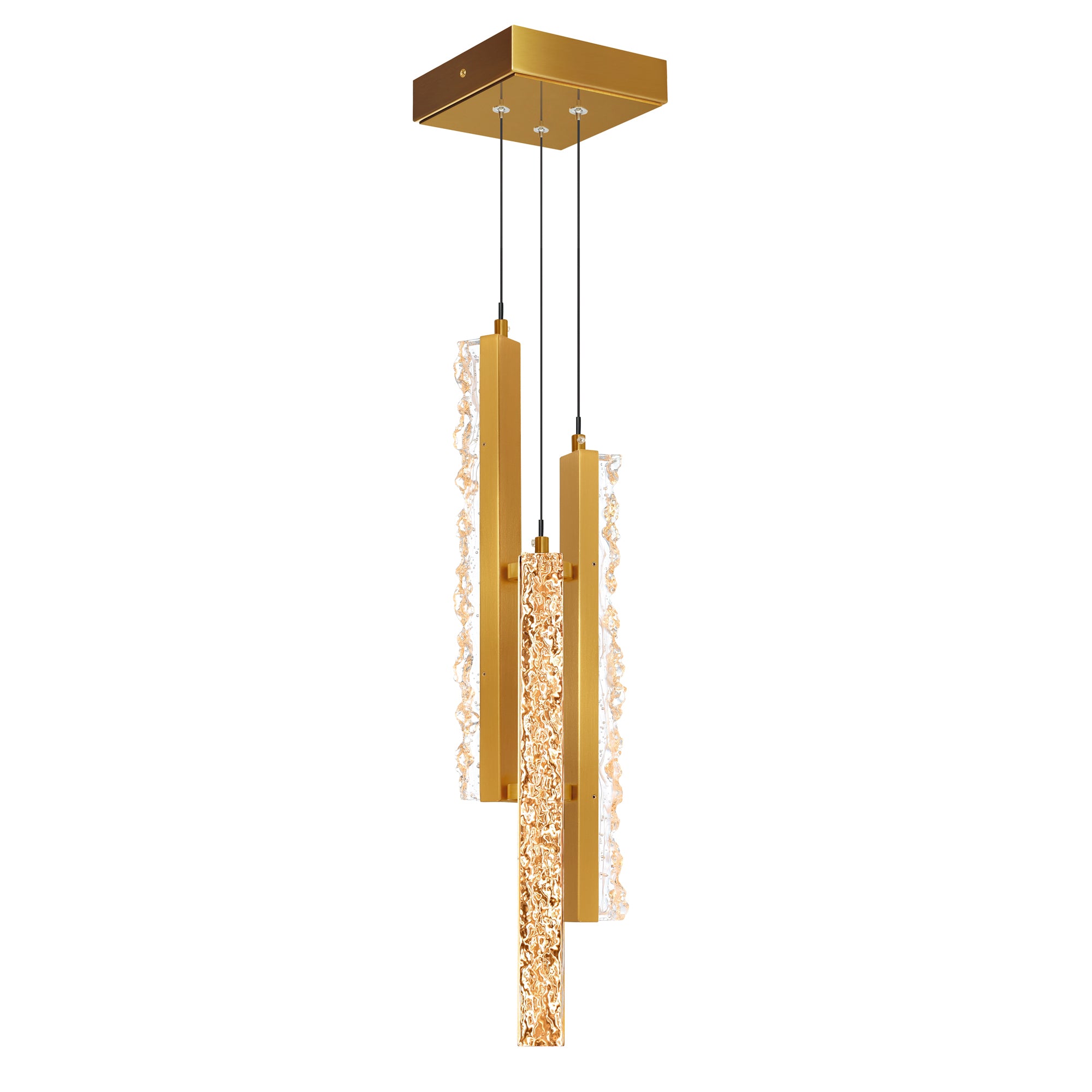 Stagger Pendants Brass LED 6in Handcrafted