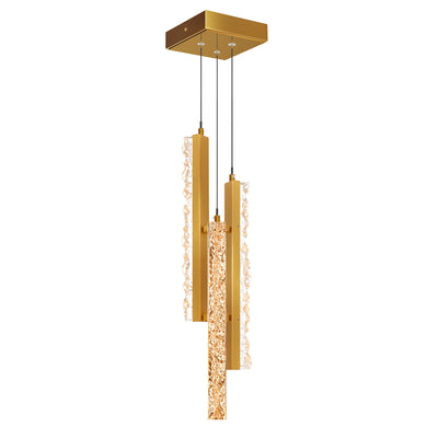 Stagger Pendants Brass LED 6in Handcrafted