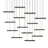 Stagger Chandeliers Black LED 60in Glass