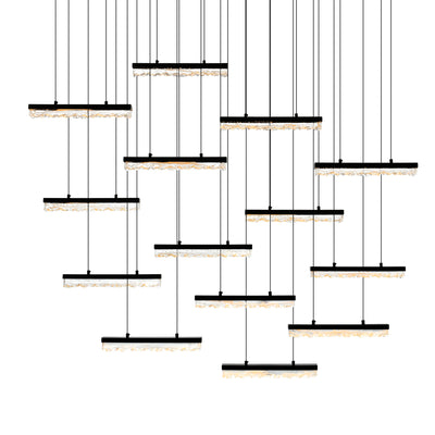 Stagger Chandeliers Black LED 60in Glass