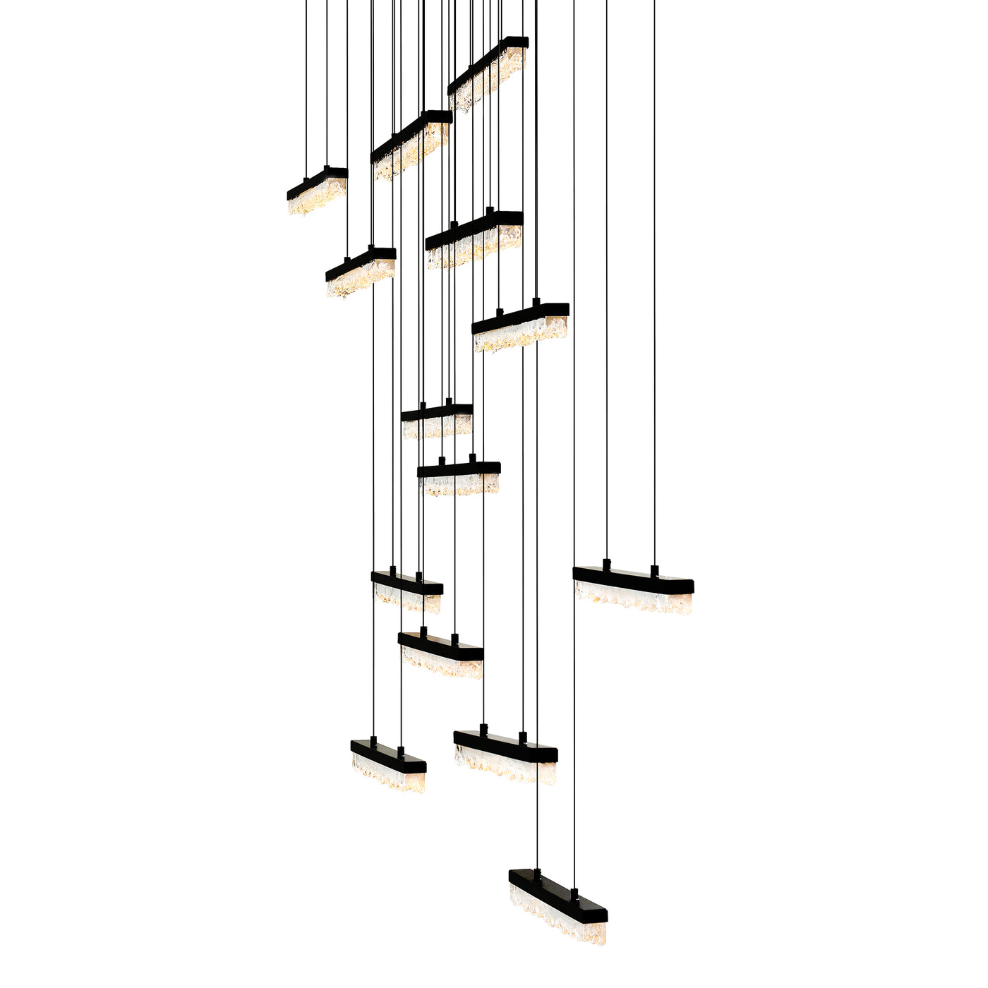 Stagger Chandeliers Black LED 60in Glass