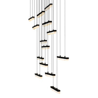 Stagger Chandeliers Black LED 60in Glass