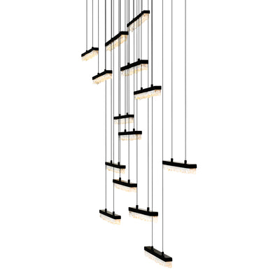 Stagger Chandeliers Black LED 60in Glass