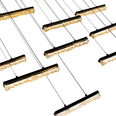Stagger Chandeliers Black LED 60in Glass