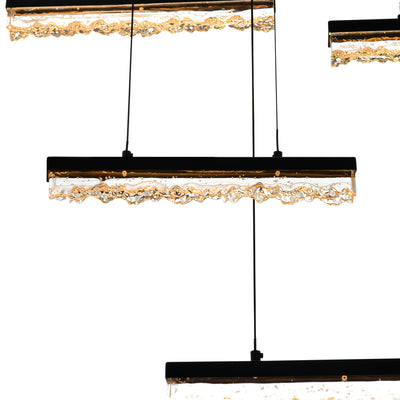 Stagger Chandeliers Black LED 60in Glass