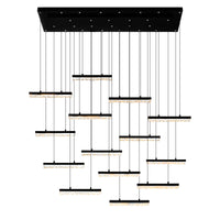 Stagger Chandeliers Black LED 60in Glass