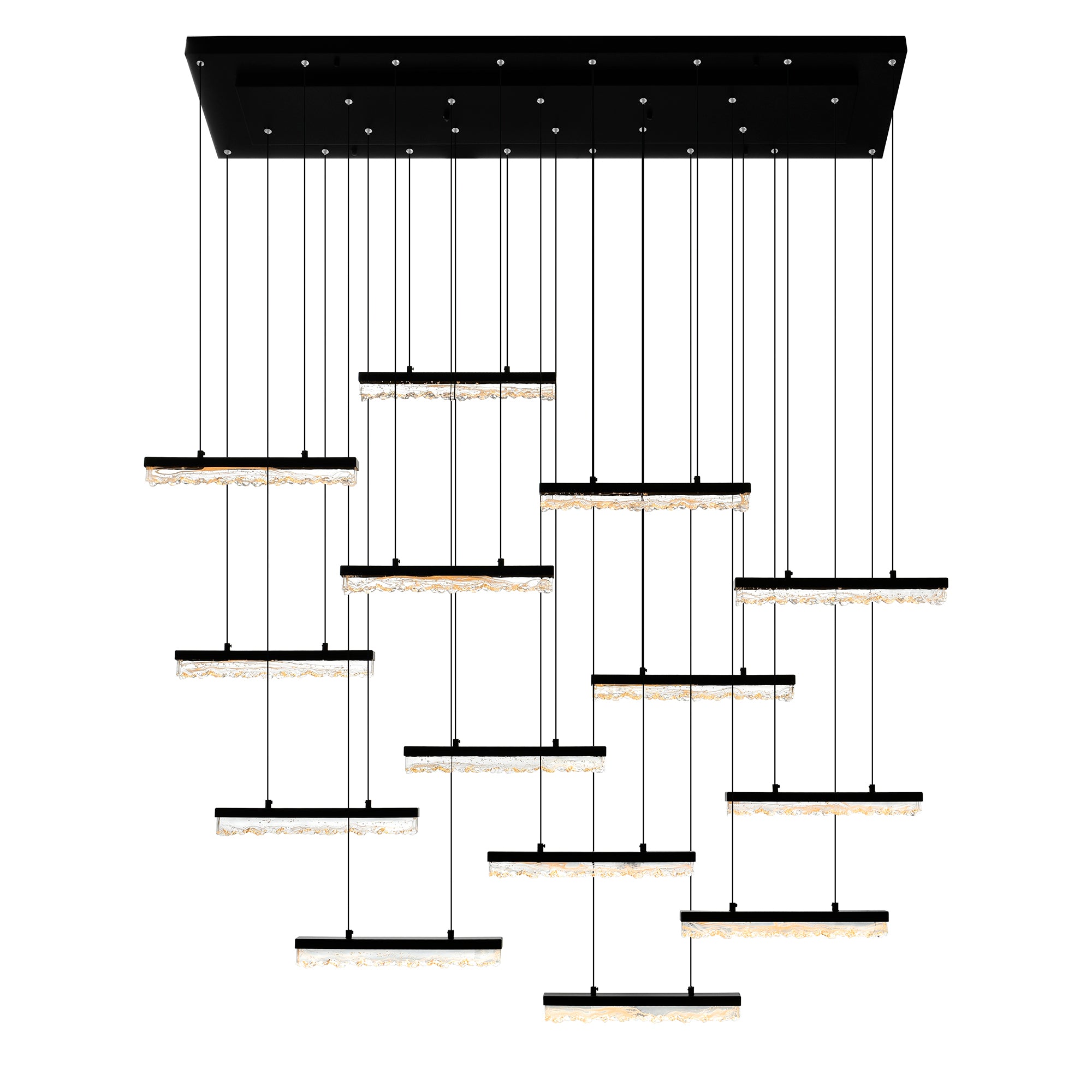 Stagger Chandeliers Black LED 60in Glass
