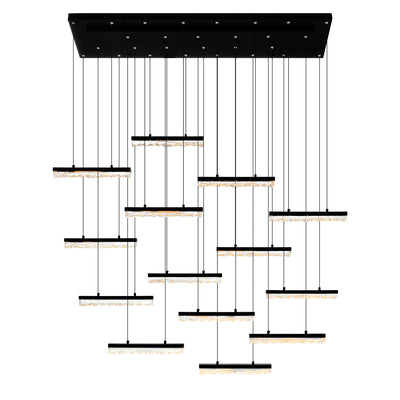 Stagger Chandeliers Black LED 60in Glass