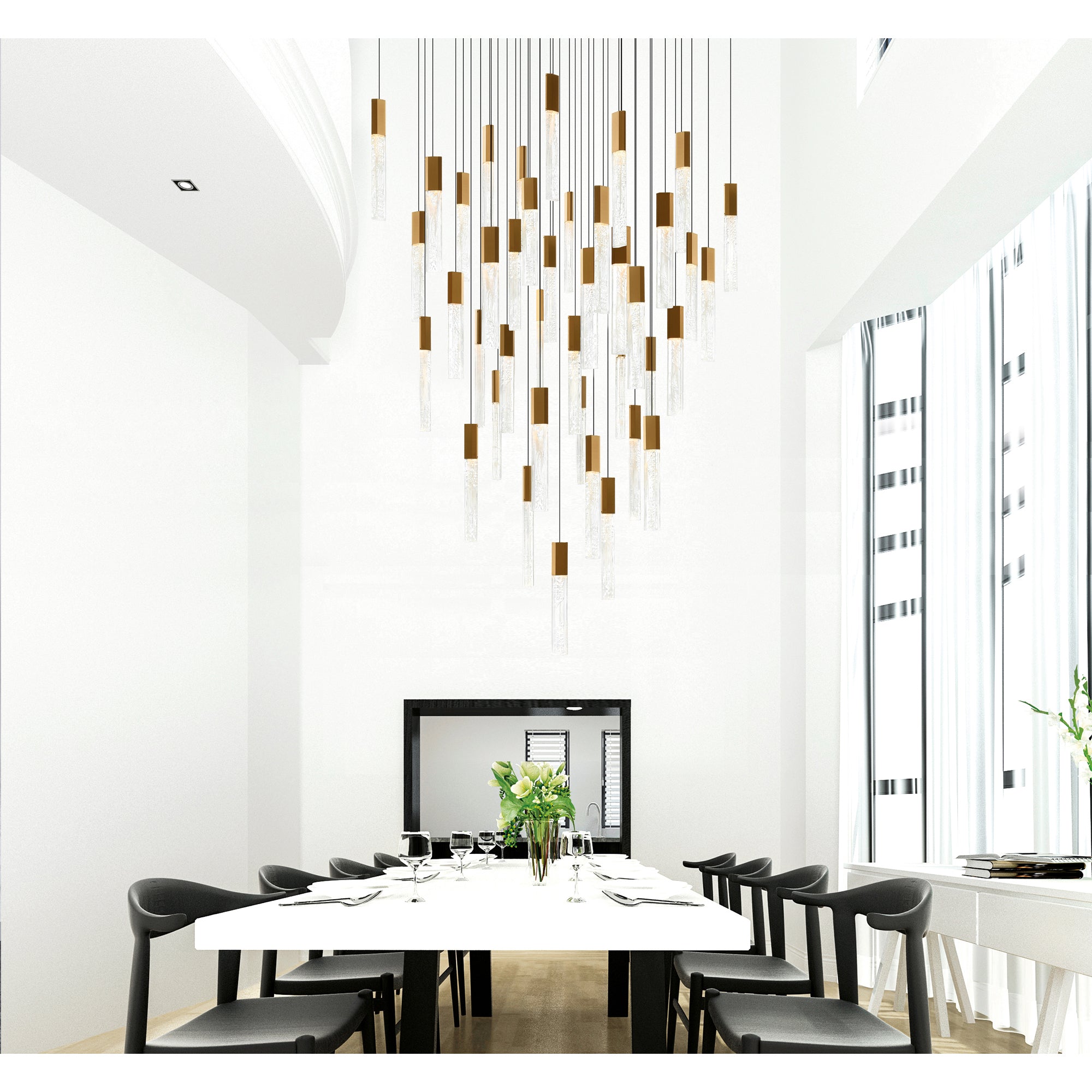 Greta Chandeliers Brass Handmade Glass