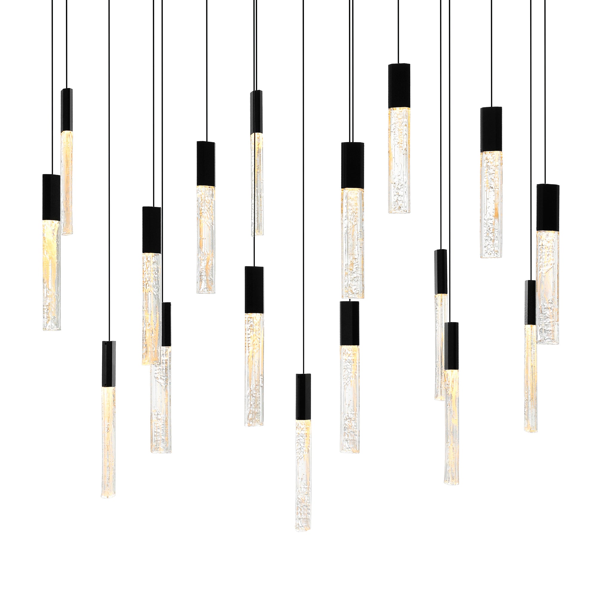 Greta Chandeliers 48in Black LED Handmade Glass