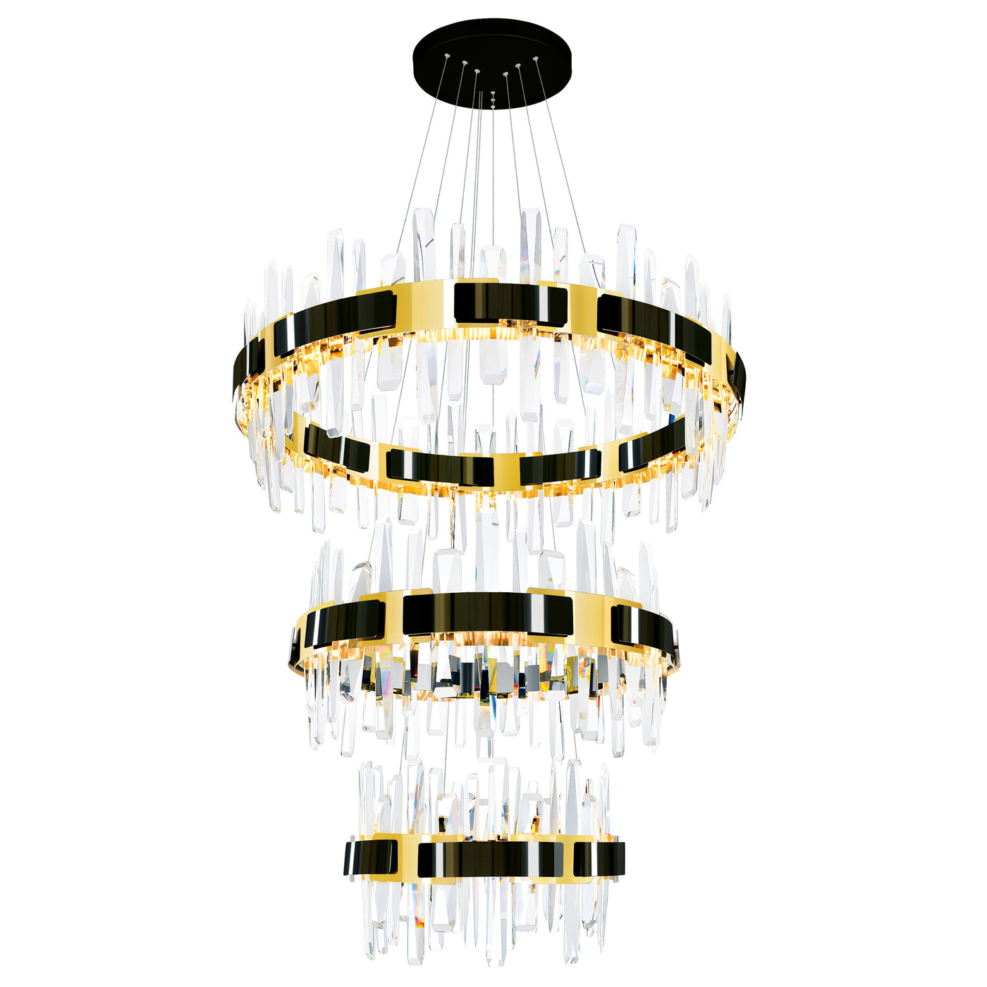 Aya Chandeliers Three Light Pearl Black